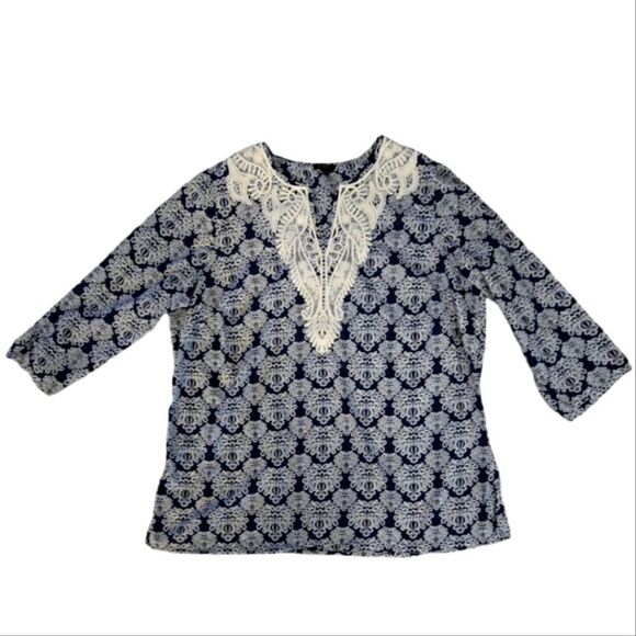 EC TALBOTS PLUS SZ. 100% COTTON EMBROIDERED TUNIC SZ.X - Picture 1 of 5